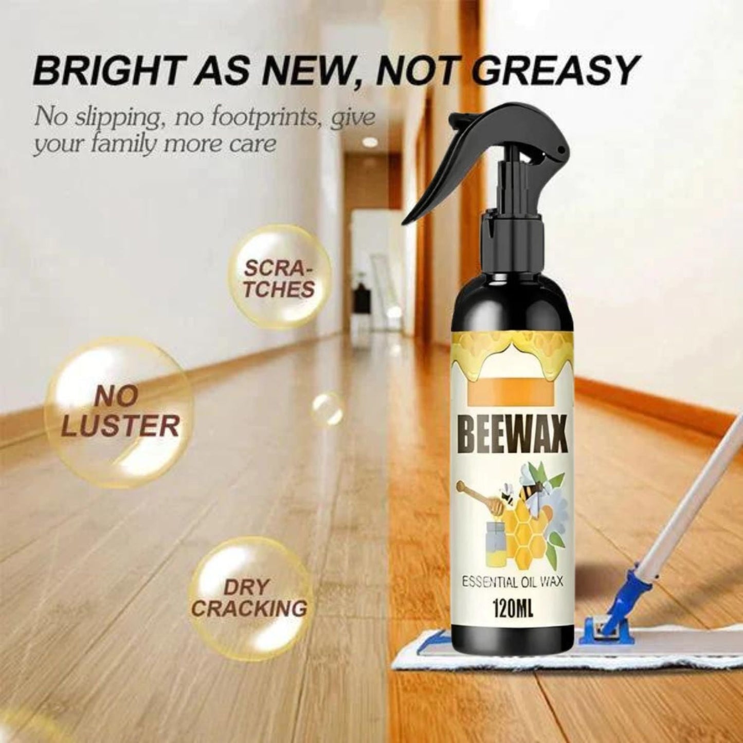 Natural Micro-Molecularized Beeswax Spray, Furniture Polish and Cleaner for Wood (Pack of 2)